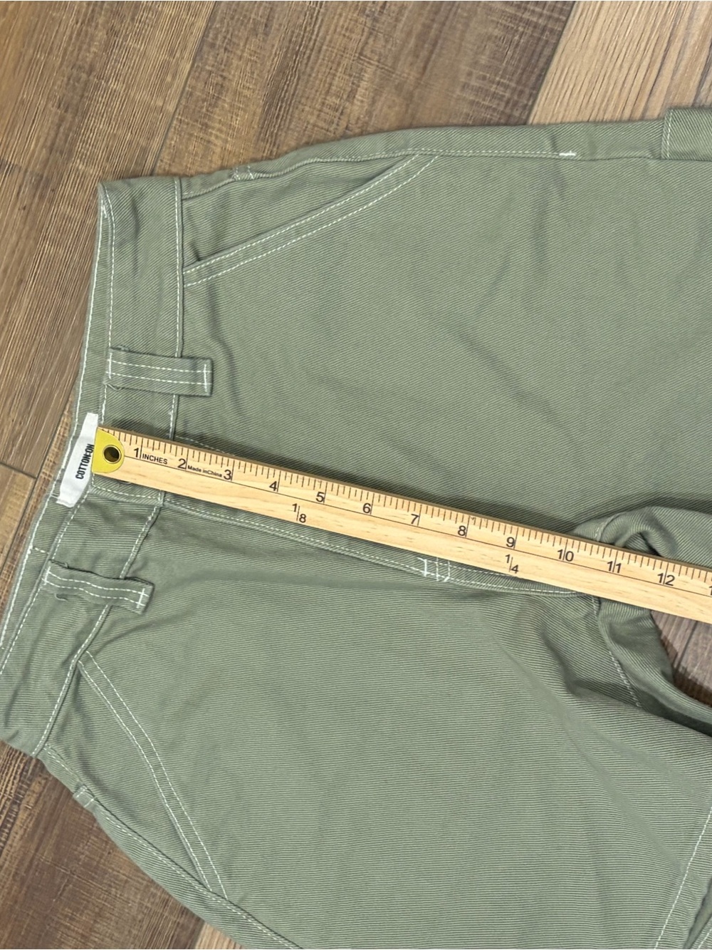 Cotton On Sage Green High Waist Utility cargo carpenter denim Shorts - Picture 6 of 8